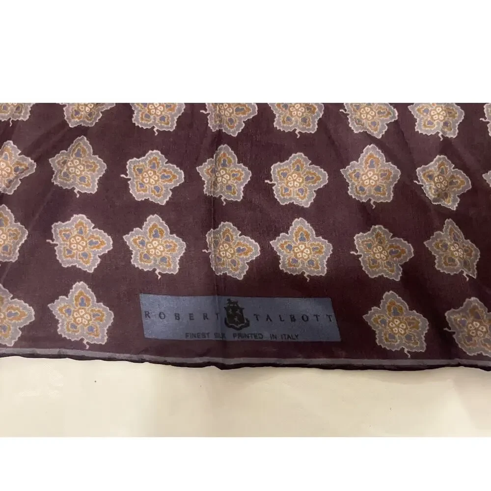 ROBERT TALBOTT Fine Silk Scarf Printed in Italy  - Purple - Semi Sheer